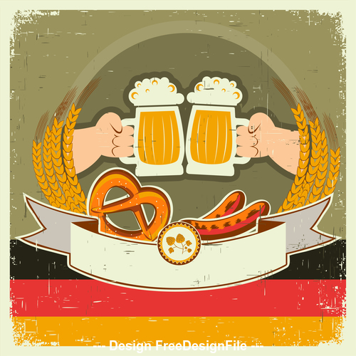 Oktoberfest background with hands and beers vector