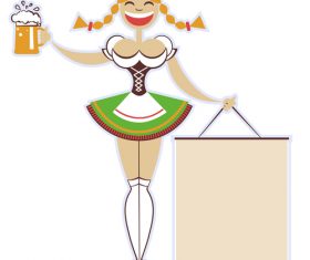 Oktoberfest woman with glass of beer vector