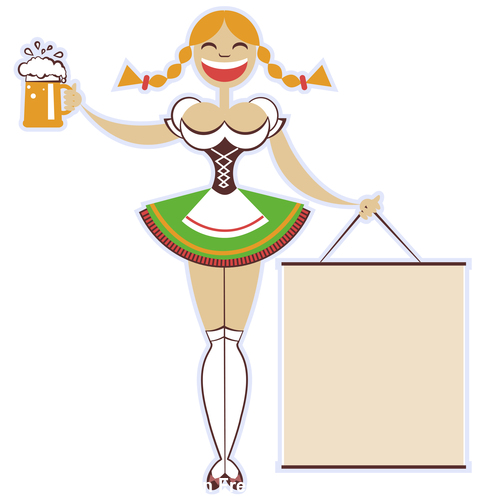 Oktoberfest woman with glass of beer vector