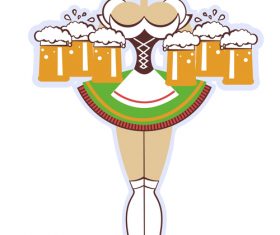 Oktoberfest woman with glasses of beer vector