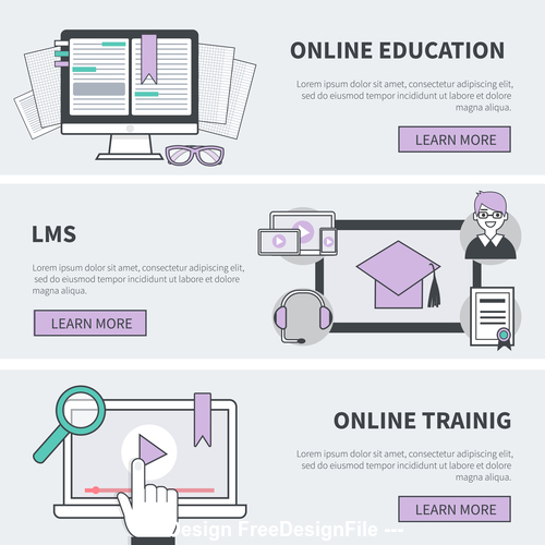 Online education banners vector