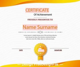 Orange background certificate templates vector