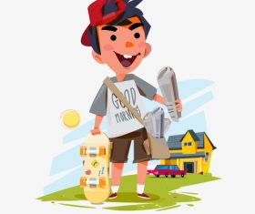 Paperboy cartoon illustration vector