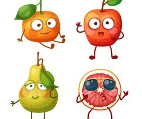 Pear and orange etc cartoon emoticons vector
