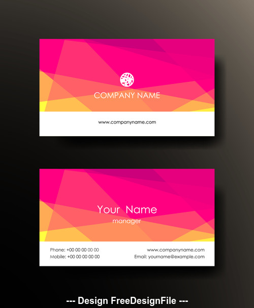 Pink geometric pattern business card design vector