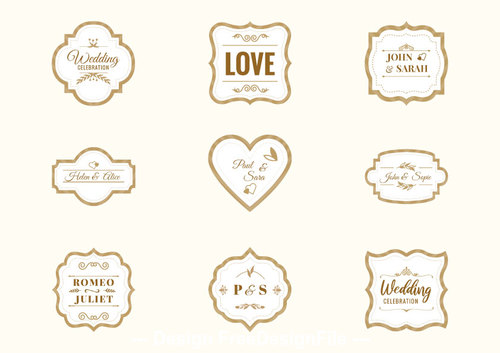Pretty wedding labels vector