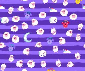 Purple background goodnight cartoon patterns vector