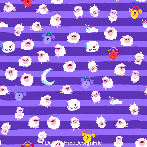 Purple background goodnight cartoon patterns vector