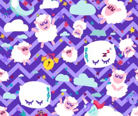Purple wavy background goodnight cartoon patterns vector