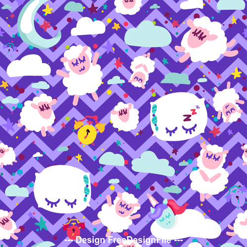 Purple wavy background goodnight cartoon patterns vector