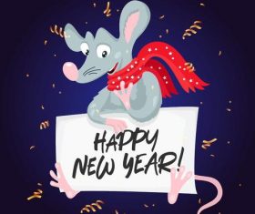 Rat cartoon New Year 2020 illustration