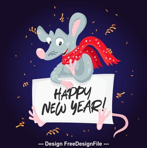Rat cartoon New Year 2020 illustration