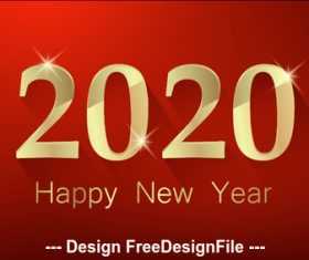 Red background gold word 2020 new year vector