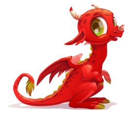 Red dragon baby cartoon illustration vector