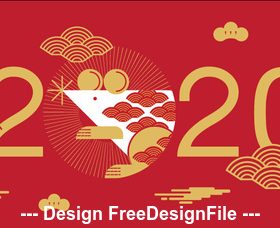 Red silhouette illustration 2020 happy year of the rat vector
