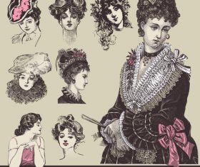 Retro elegant lady hairstyle vector