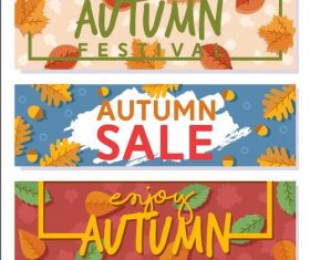 Sale autumn pattern banner vector