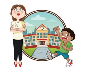 School building cartoon illustration vector