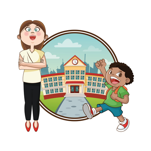 School building cartoon illustration vector