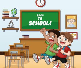 Schoolboy cartoon illustration for class vector