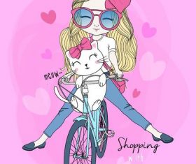 Shopping with my cartoon vector