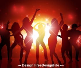 Silhouette dance party poster vector