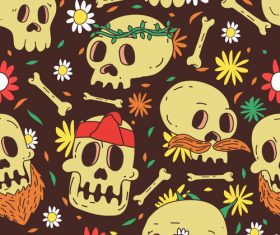 Skull pattern cartoon background vector