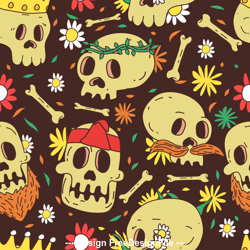 Skull pattern cartoon background vector free download