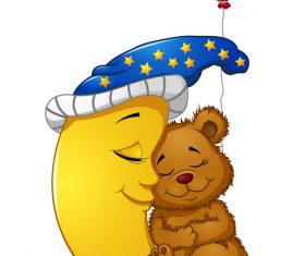 Sleeping bear baby cartoon illustration vector