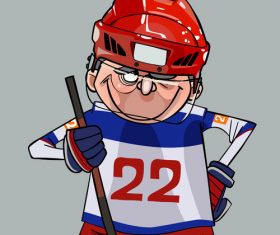 Smiling hockey player cartoon comic vector