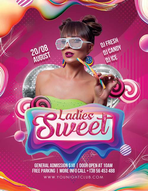 Sweet Ladies Night Party PSD Flyer template