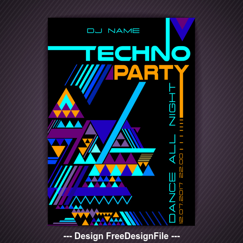Techno dj party flyer vector