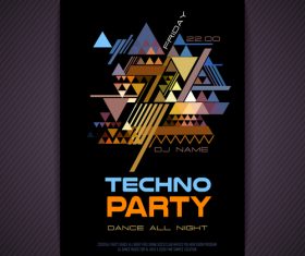 Techno party bunting background flyer vector