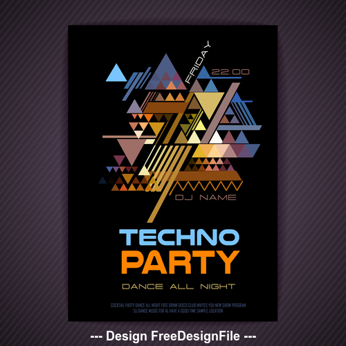 Techno party bunting background flyer vector