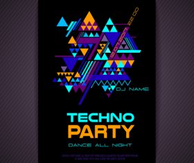 Techno party flyer vector