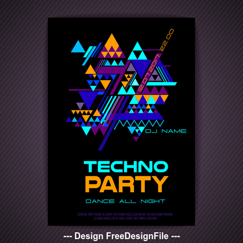 Techno party flyer vector