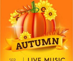 Thankgiving celebratio pumpkin background flyer vector