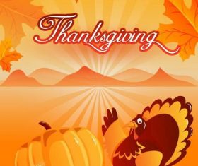 Thankgiving pumpkin and turkey background vector