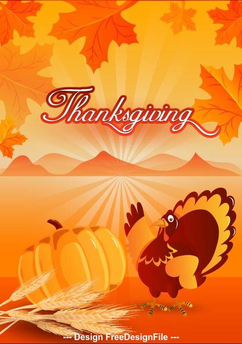 Thankgiving pumpkin and turkey background vector