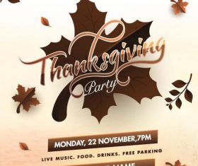 Thanks giving party flyer vector