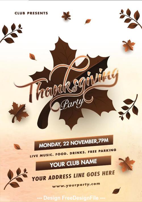 Thanks giving party flyer vector