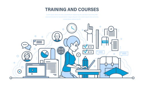 Training and courses cartoon vector