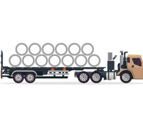 Transport cement pipe Industrial trailer vector