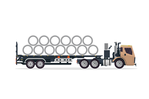 Transport cement pipe Industrial trailer vector