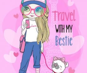Travel with my bestie cartoon vector