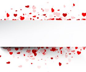 Valentines day red hearts and white banner vector