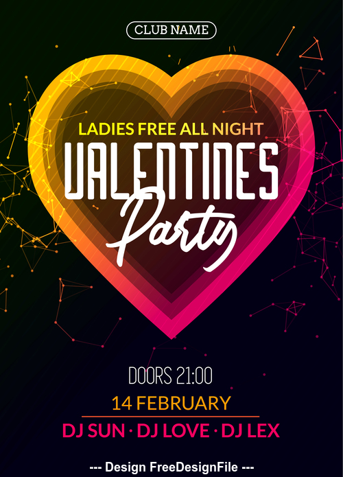 Valentines heart shaped flyer vector