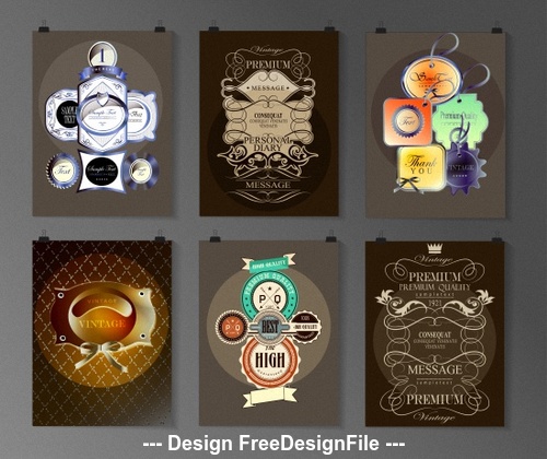 Various label poster collections vector