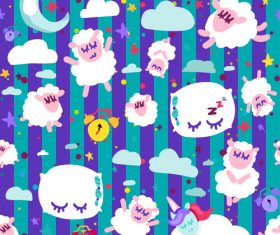 Violet stripes good night cartoon seamless background vector