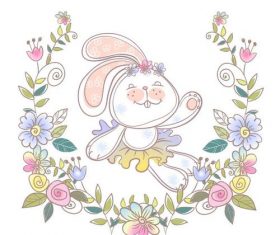 Watercolor illustrations rabbit vector